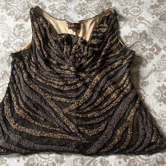 MARINA black and gold beaded blouse - Picture 1 of 6